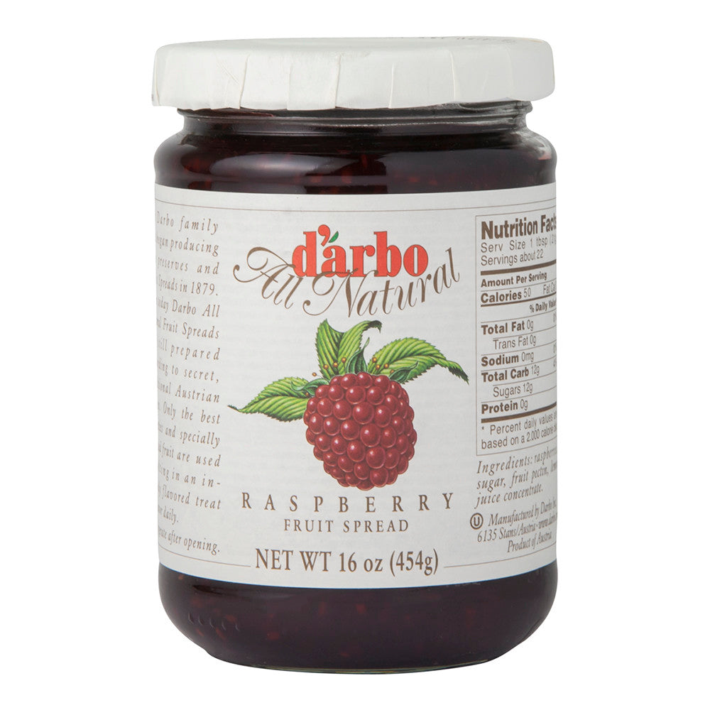Wholesale D'Arbo Raspberry Fruit Spread 16 Oz Jar- Bulk