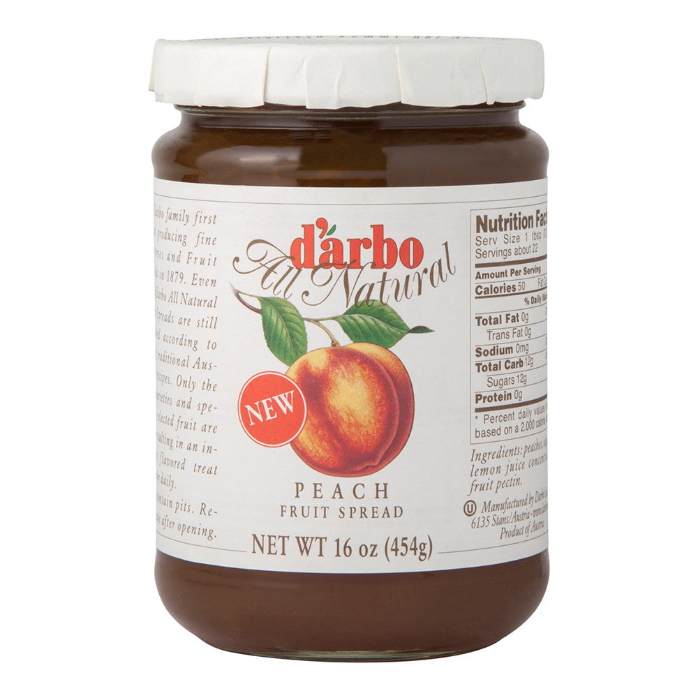 D'Arbo Peach Fruit Spread 16 Oz Jar