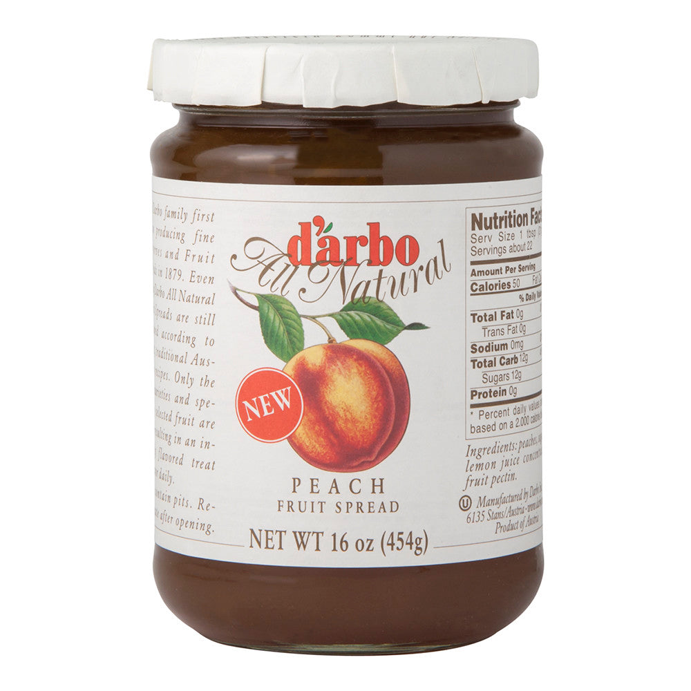 Wholesale D'Arbo Peach Fruit Spread 16 Oz Jar- Bulk
