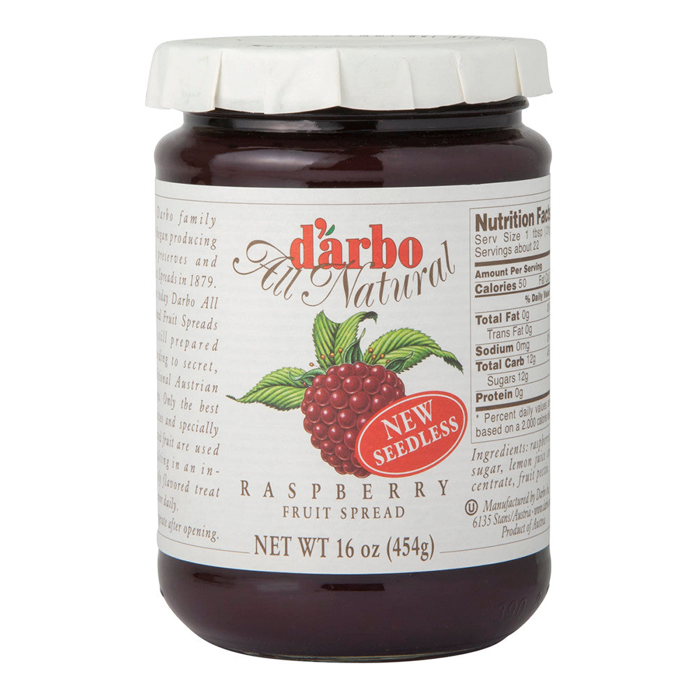 D'Arbo Seedless Raspberry Fruit Spread 16 Oz Jar