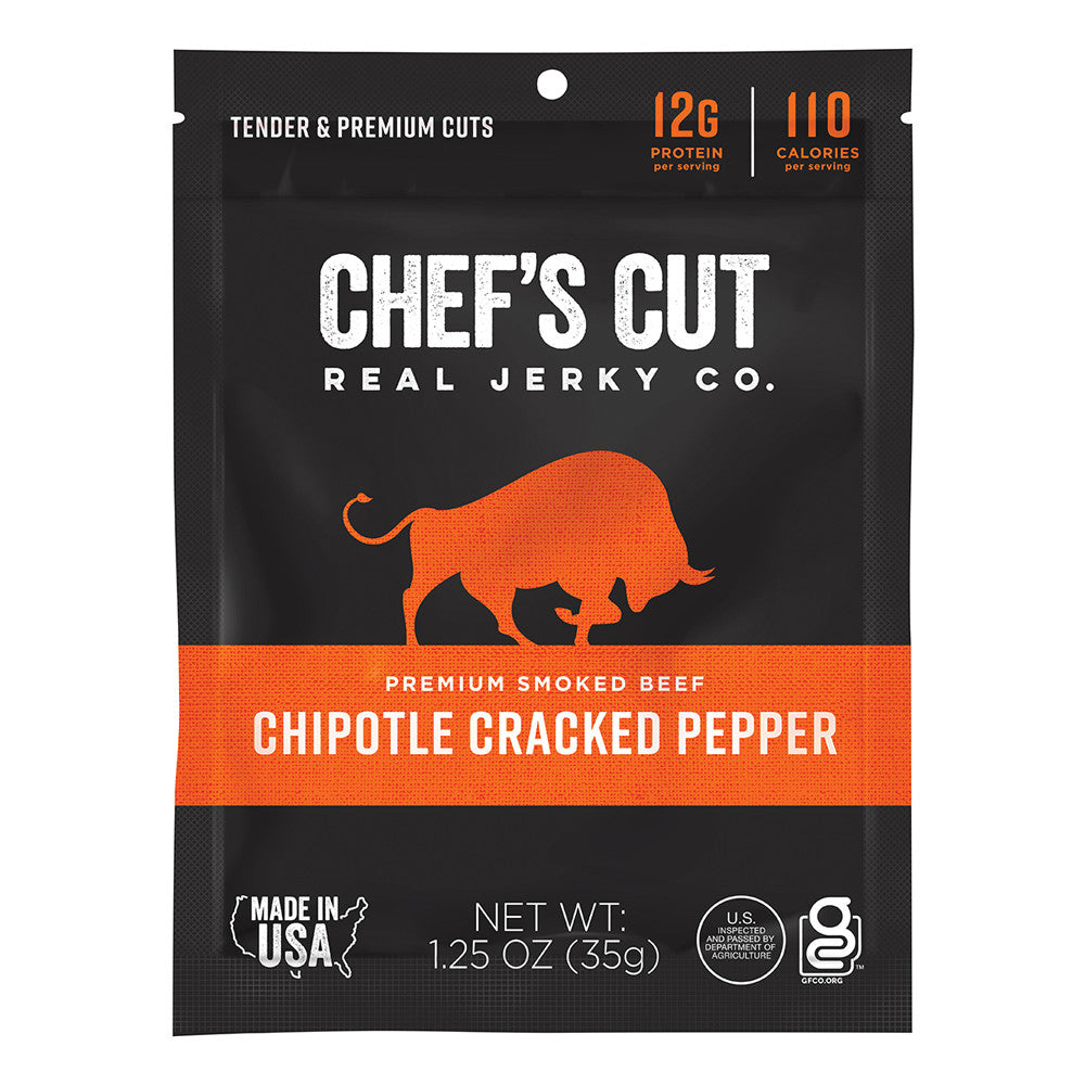 Wholesale Chef'S Cut Chipotle Cracked Pepper Steak Jerky 1.25 Oz Bag- Bulk