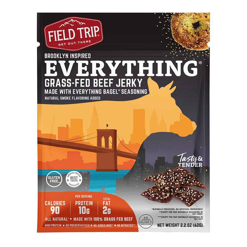 Wholesale Field Trip Everything Bagel Beef Jerky 2.2 Oz Peg Bag-9ct Case Bulk