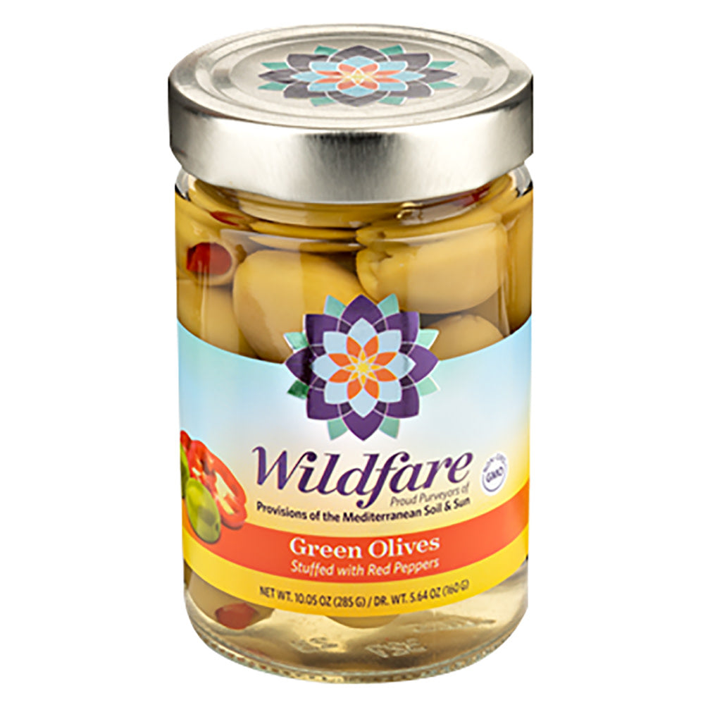 Wholesale Wildfare Green Olives With Red Pepper 10.05 Oz Jar-6ct Case Bulk