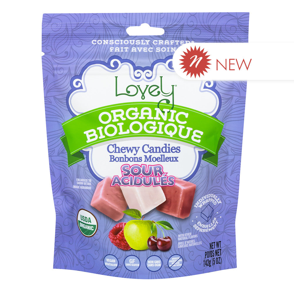 Wholesale Lovely Candy - Organic Fruit Chew Sour - 5Oz- Bulk