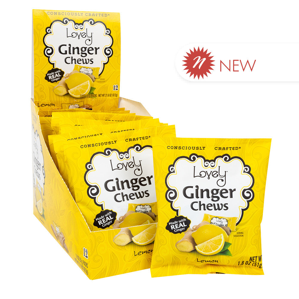 Wholesale Lovey Candy - Ginger Chews Lemon - 1.8Oz- Bulk