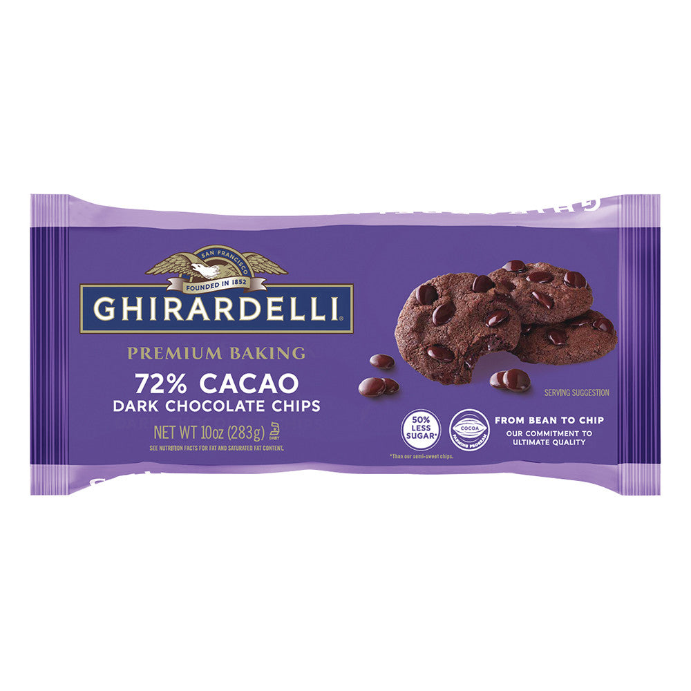 Wholesale Ghirardelli 72% Cacao Dark Chocolate Baking Chips 10 Oz- Bulk