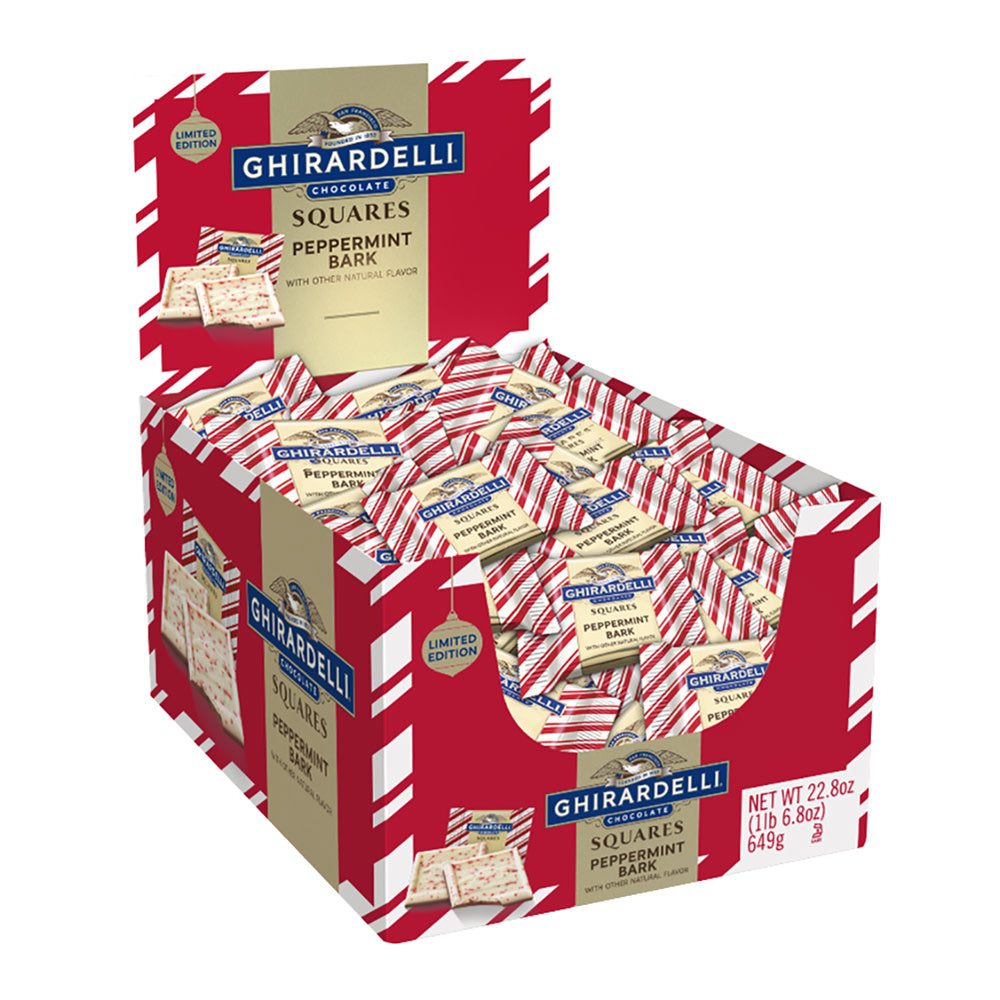 Wholesale Ghirardelli Peppermint Bark Chocolate Squares Counter Display 20.6 Oz-6ct Case Bulk