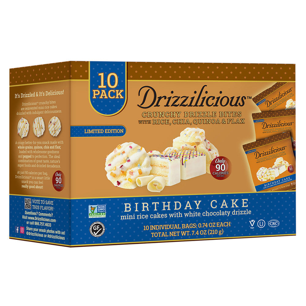 Drizzilicious Birthday Cake Drizzle Bite 7.4 Oz 10 Ct