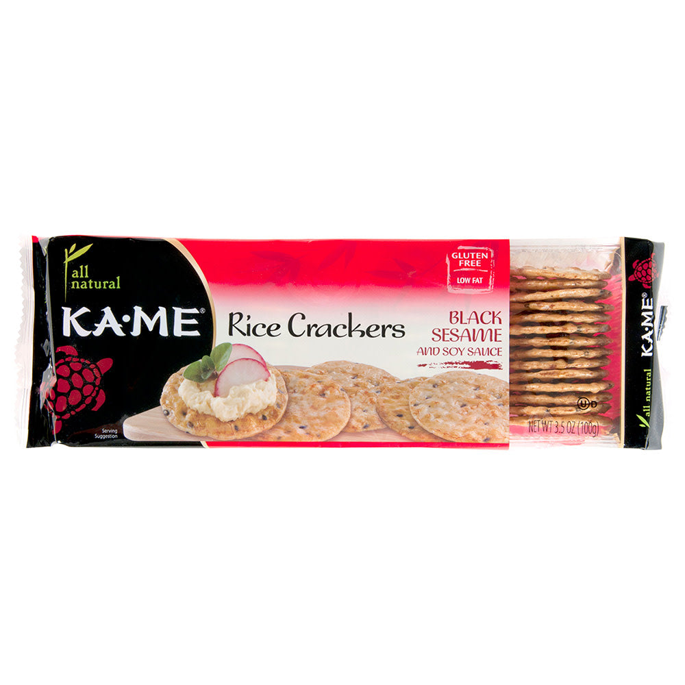 Wholesale Kame Black Sesame And Soy Sauce Rice Crackers 3.5 Oz-12ct Case Bulk