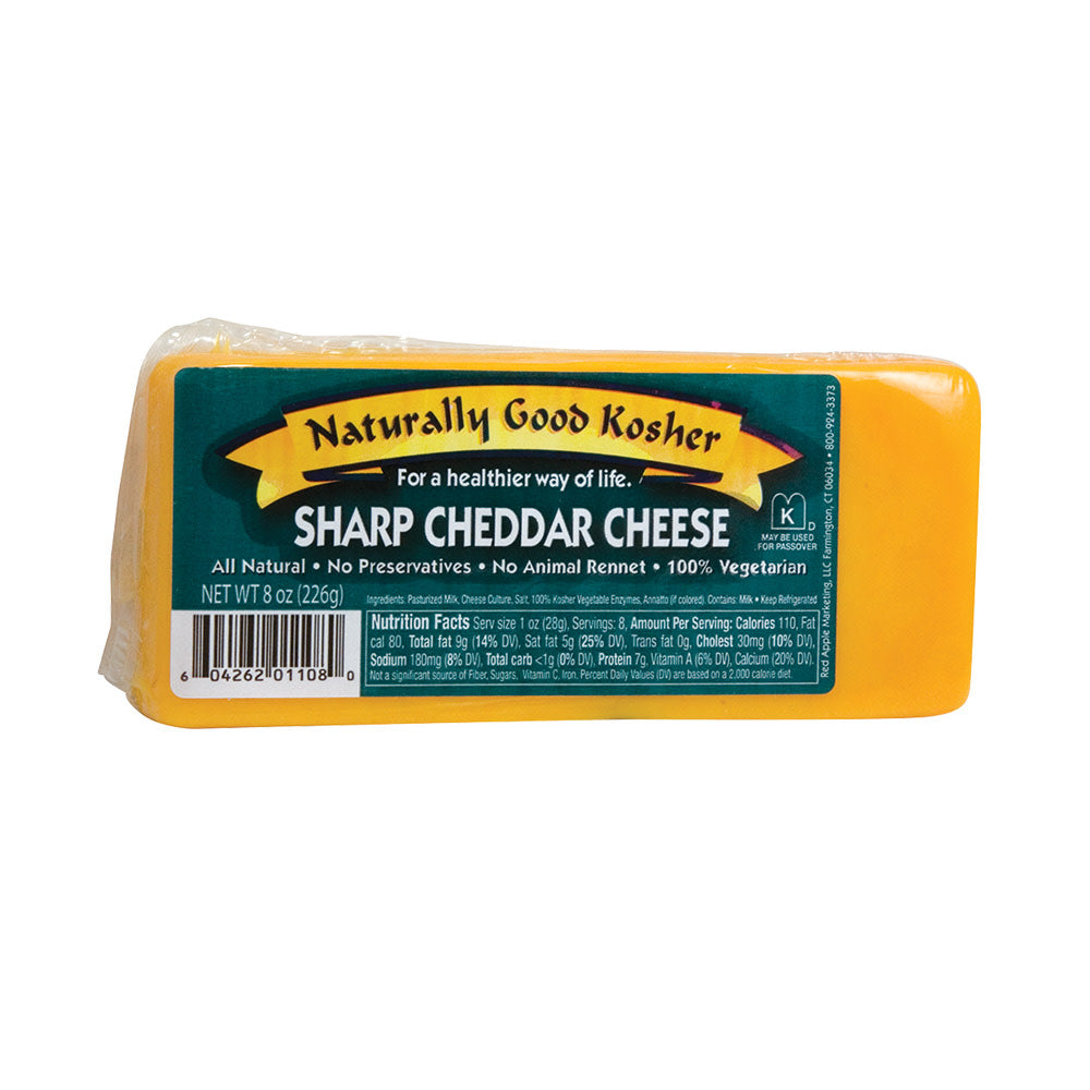 Naturally Good Kosher Sharp Cheddar Cheese 8oz 12ct