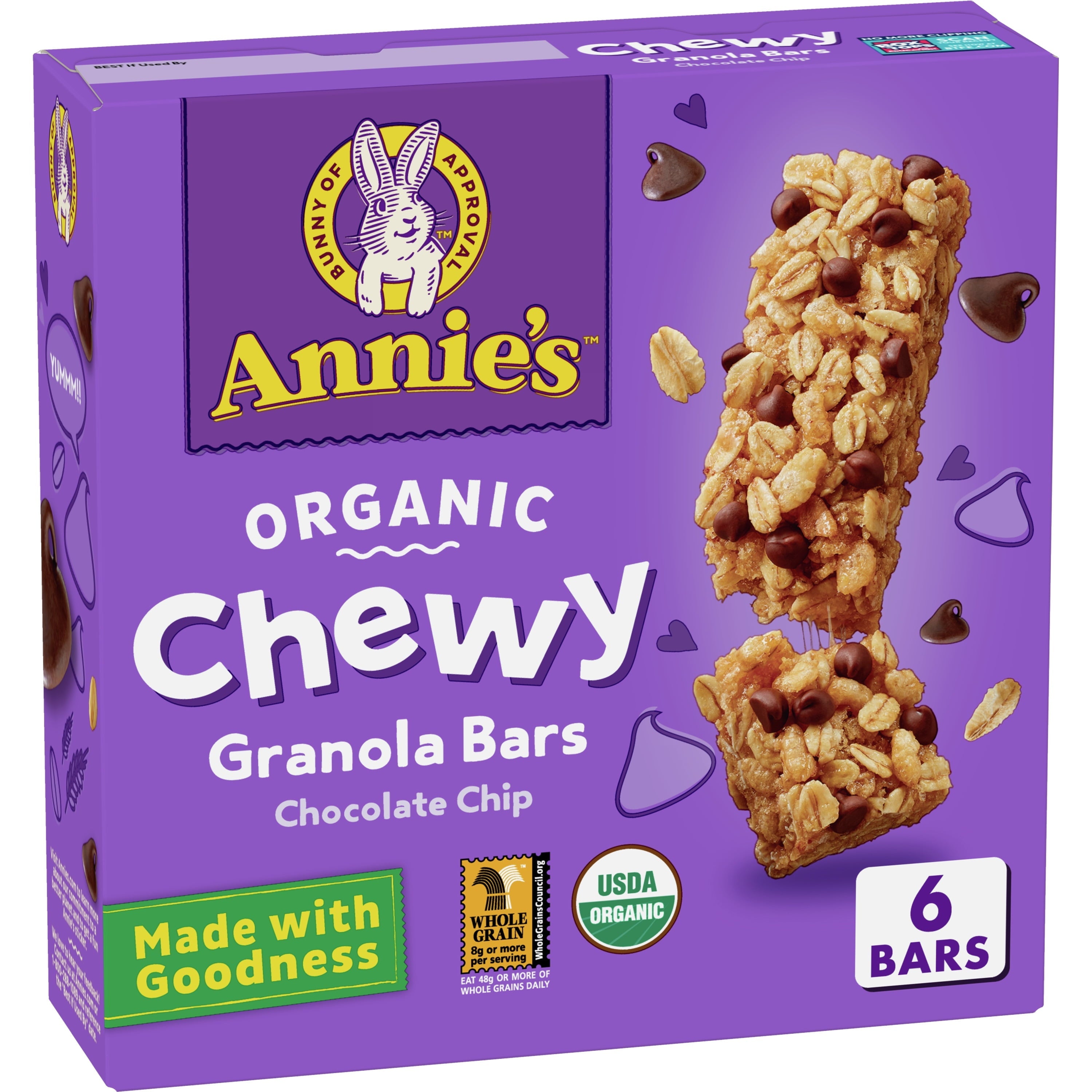Annie's Homegrown Chewy Granola Bars Chocolate Chip 5.34 Oz Box