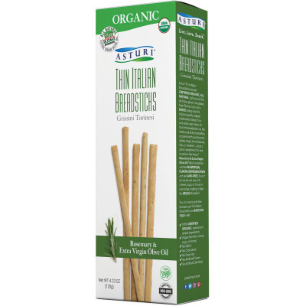 Wholesale Asturi Organic Thin Italian Breadsticks Org Tib Rosemary & Extra Virgin Olive Oil 4.23 Oz Bulk