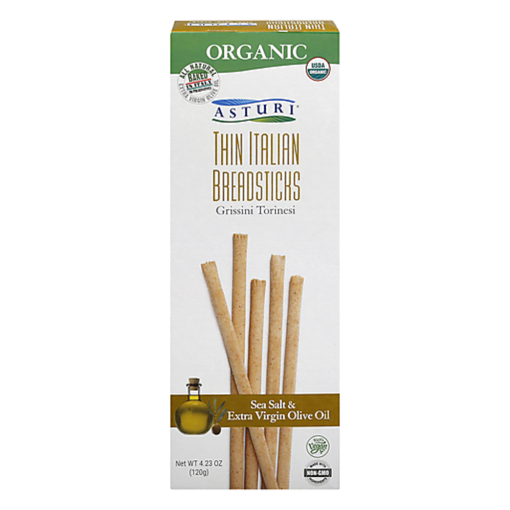 Wholesale Asturi Organic Thin Italian Breadsticks Org Tib Sea Salt & Extra Virgin Olive Oil 4.23 Oz Bulk