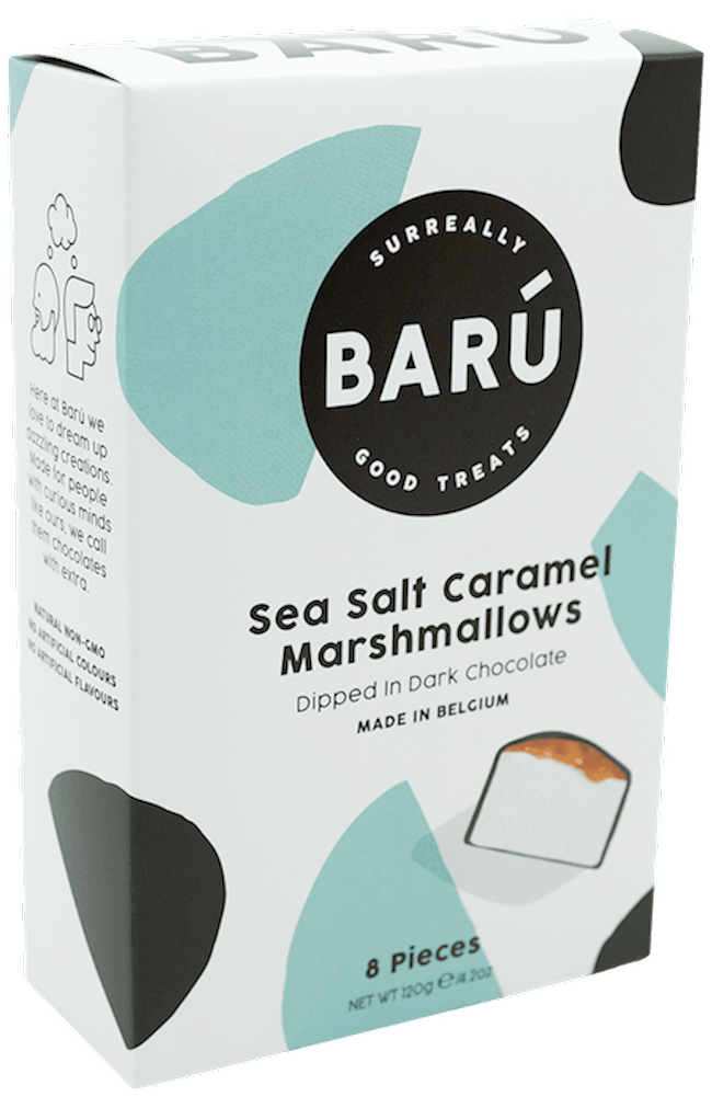 Wholesale Baru 8 Pc. Individually Wrapped Dark Chocolate Marshmallows/Sea Salt & Caramel 4.23 Oz-10 Ct Case Bulk