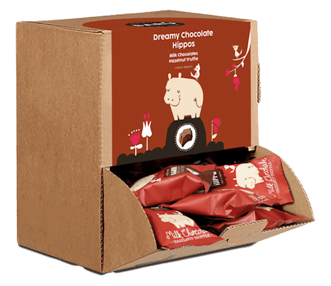 Wholesale Baru Dreamy Choc Hippos; Bulk Case; Milk Choc W/Hazelnut Truffle Filling-68 Ct Case Bulk