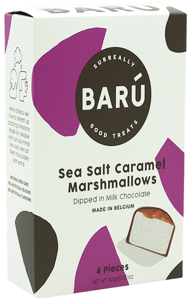 Wholesale Baru 4Pc. Indiv. Wrapped Marshmallows In Milk Chocolate With Sea Salt Caramel 2.14 Oz.-12 Ct Case Bulk