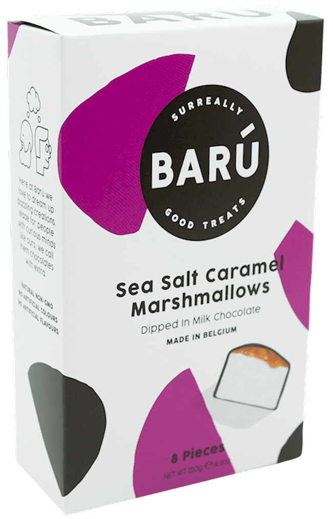 Wholesale Baru 8Pc. Individually Wrapped Marshmallows In Milk Chocolate With Sea Salt And Caramel In Box 4.23 Oz.-10 Ct Case Bulk