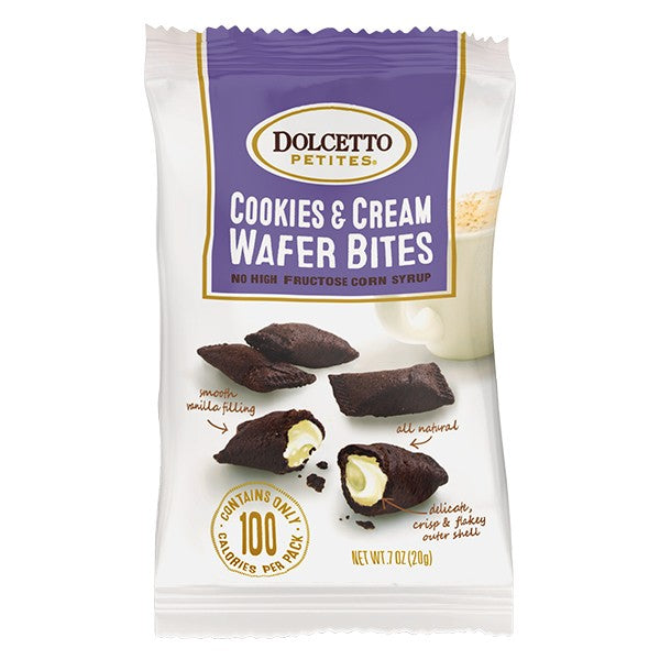 Wholesale Dolcetto Cookies & Cream Wafer Bites 0.7 Oz Bag-100ct Case Bulk