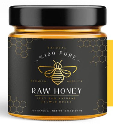 Wholesale BeeMax Raw Natural Flower Honey Jar Design #3 – 16 Oz- Bulk