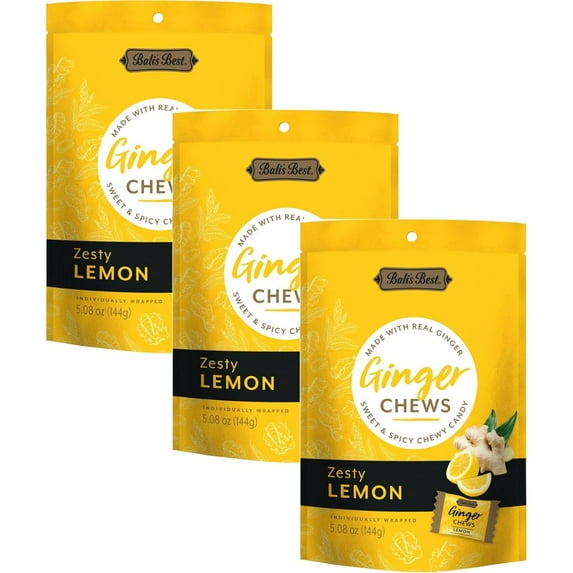 Wholesale Bali's Best Zesty Lemon Ginger Chews Bag 5.08 oz Bag- Bulk