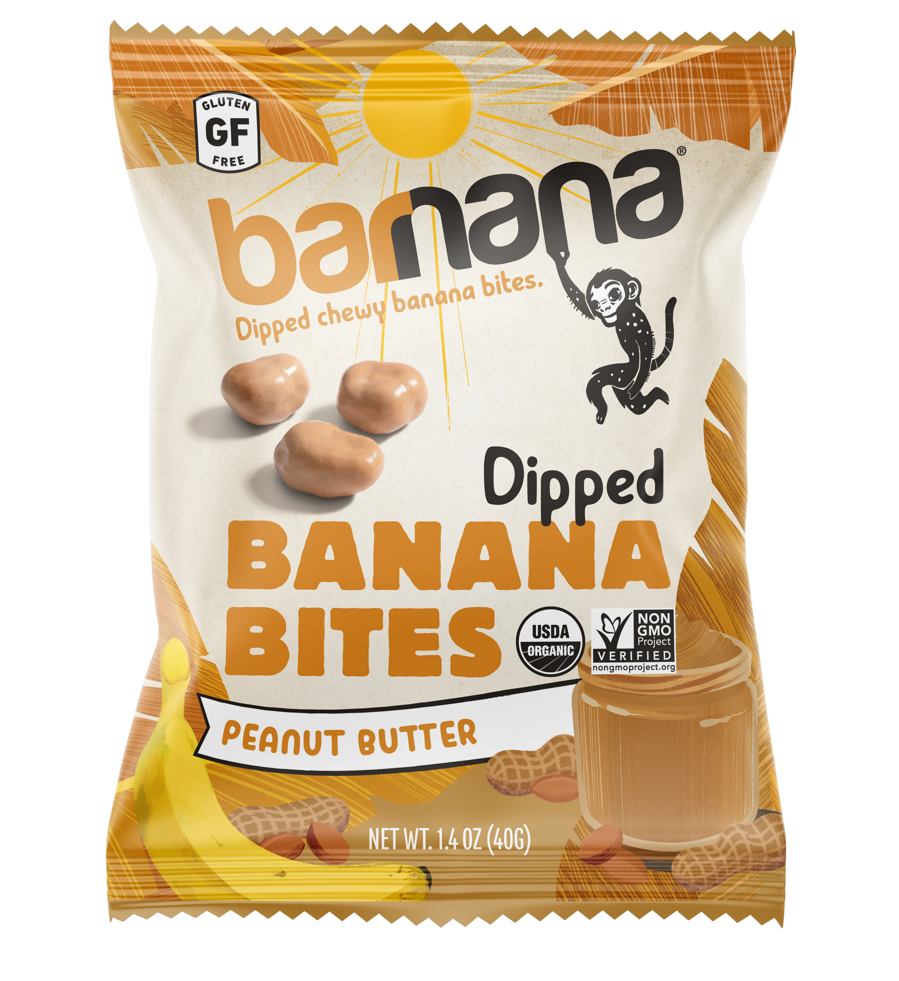 Barnana Organic Chewy Dipped Banana Bites Peanut Butter 3.5 oz