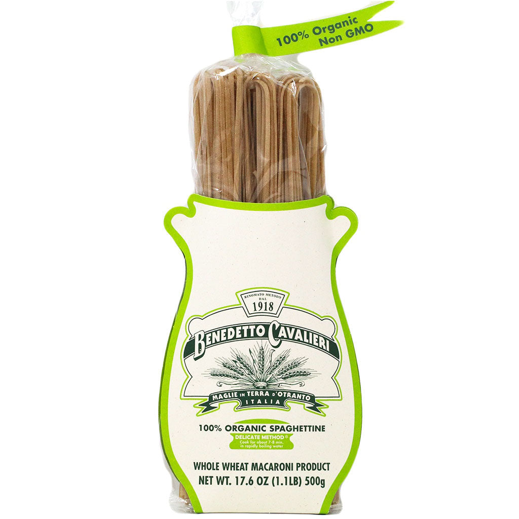 Wholesale Benedetto Cavalieri Organic Whole Wheat Spaghettine Pasta 1.1 lb bag- Bulk