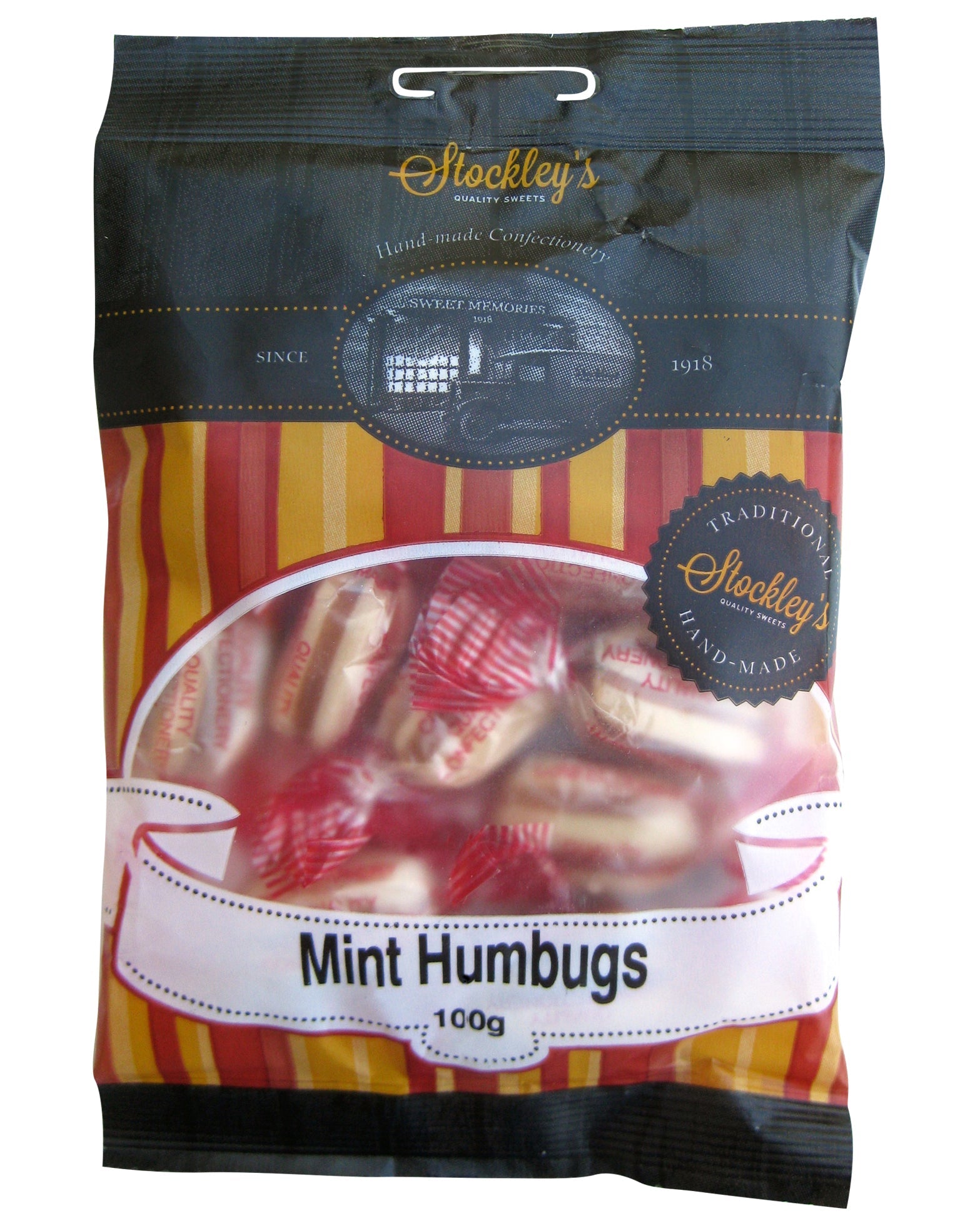 Wholesale Stockley's Mint Humbugs, Bag 3.53oz (100g)- Bulk
