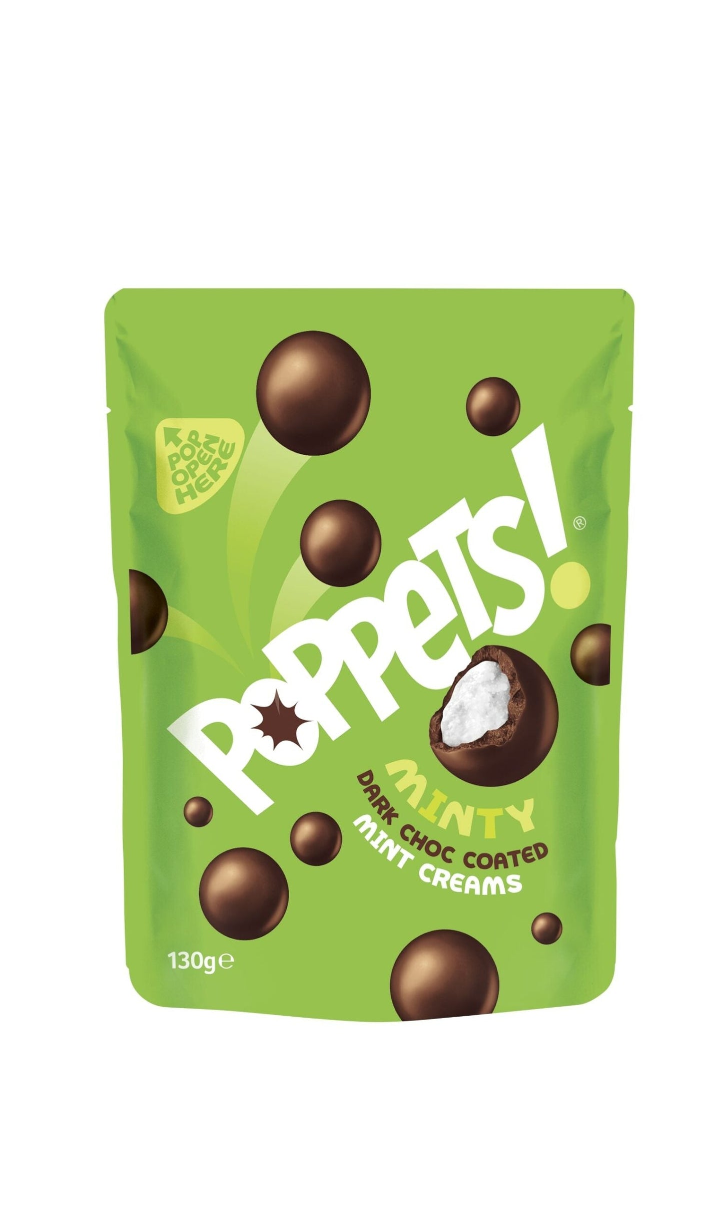 Wholesale Poppets Dark Chocolate Mint Cream Pouch 4.6oz (130g)- Bulk