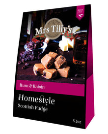 Mrs. Tilly's Rum & Raisin Fudge, Carton 5.29oz (150g)