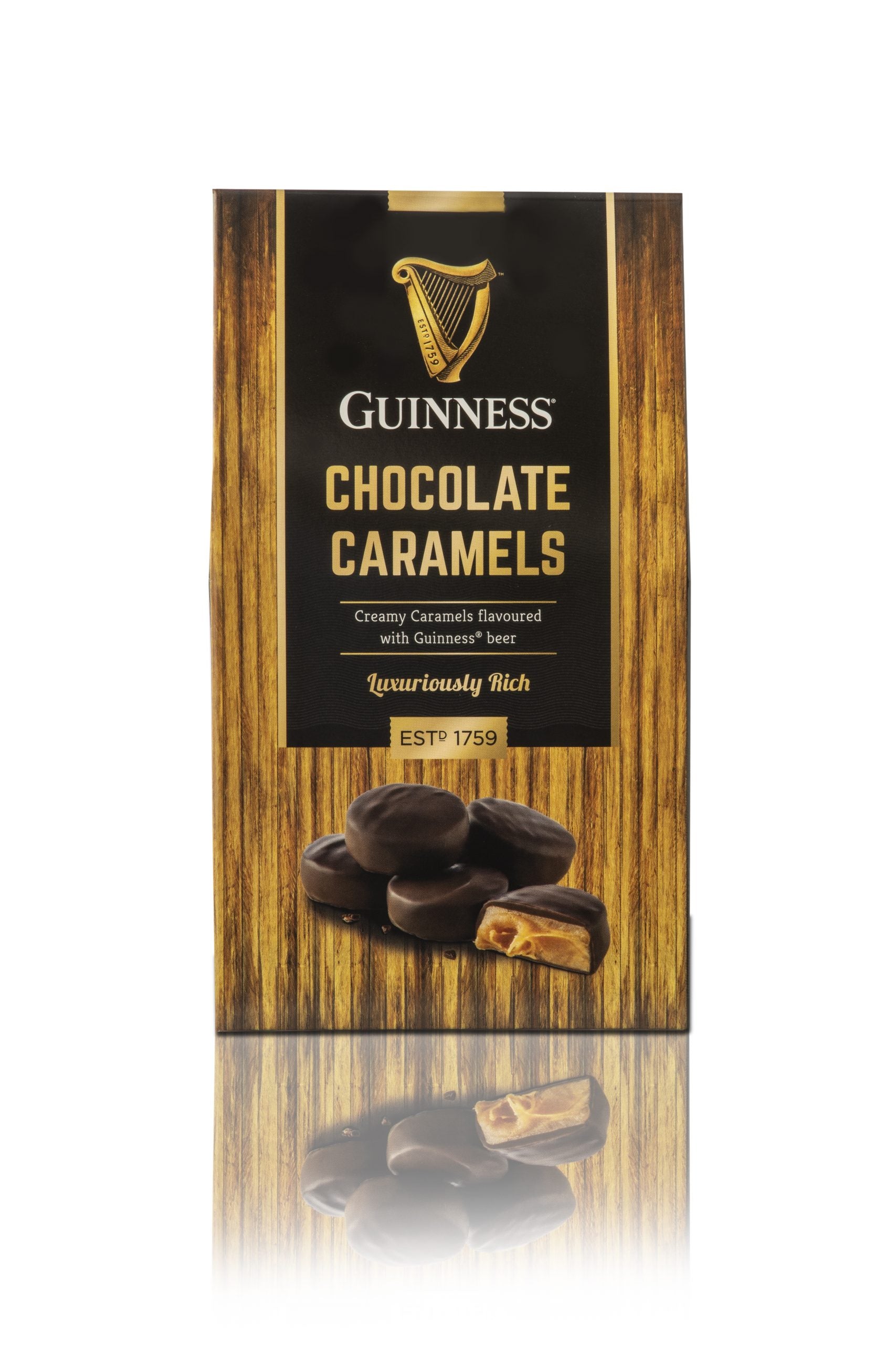 Wholesale Guinness Chocolate Caramels A-Frame Carton 3.17oz (90g)- Bulk