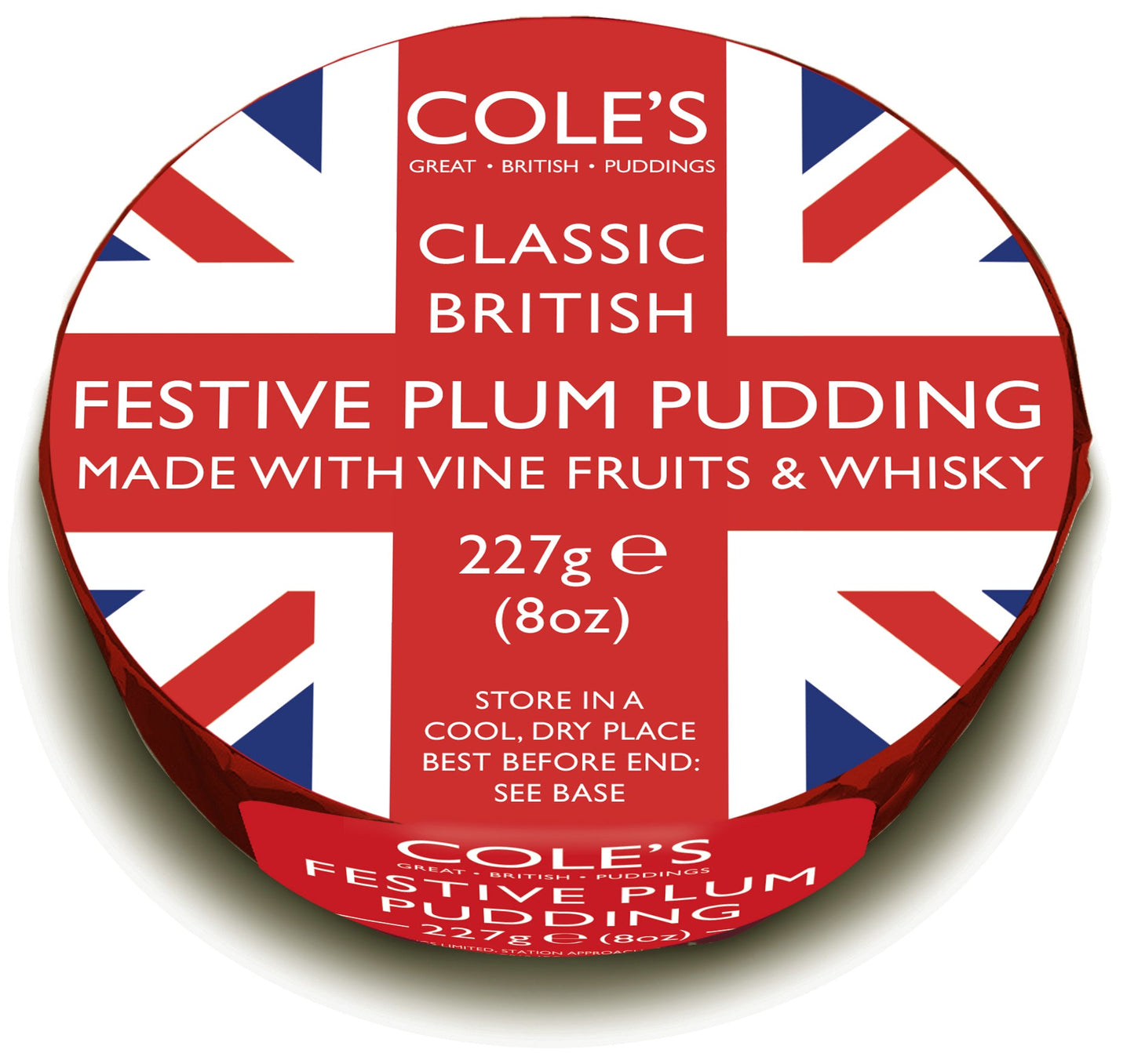 Wholesale Cole's Union Jack Festive Whisky Pudding 8.01oz (227g)- Bulk