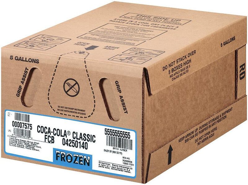 Coca Cola Classic Soda Syrup Frozen 5 Gal Bag-In-Box