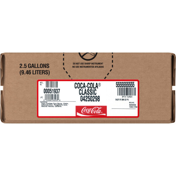 Coca Cola Classic Soda Syrup 2.5 Gal Bag-In-Box