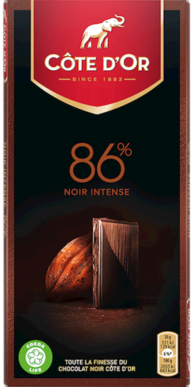 Wholesale Cote D'or Tablet Noir De Noir (Dark) Intense 86% Cocoa 3.5 Oz.-20 Ct Case Bulk