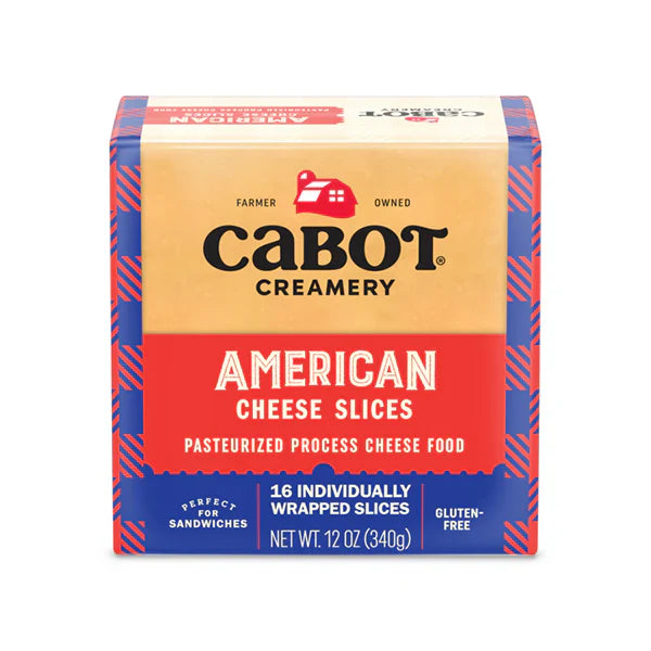 Wholesale Cabot Creamery Sliced Yellow American Cheese Singles 12 OZ-12ct Case Bulk