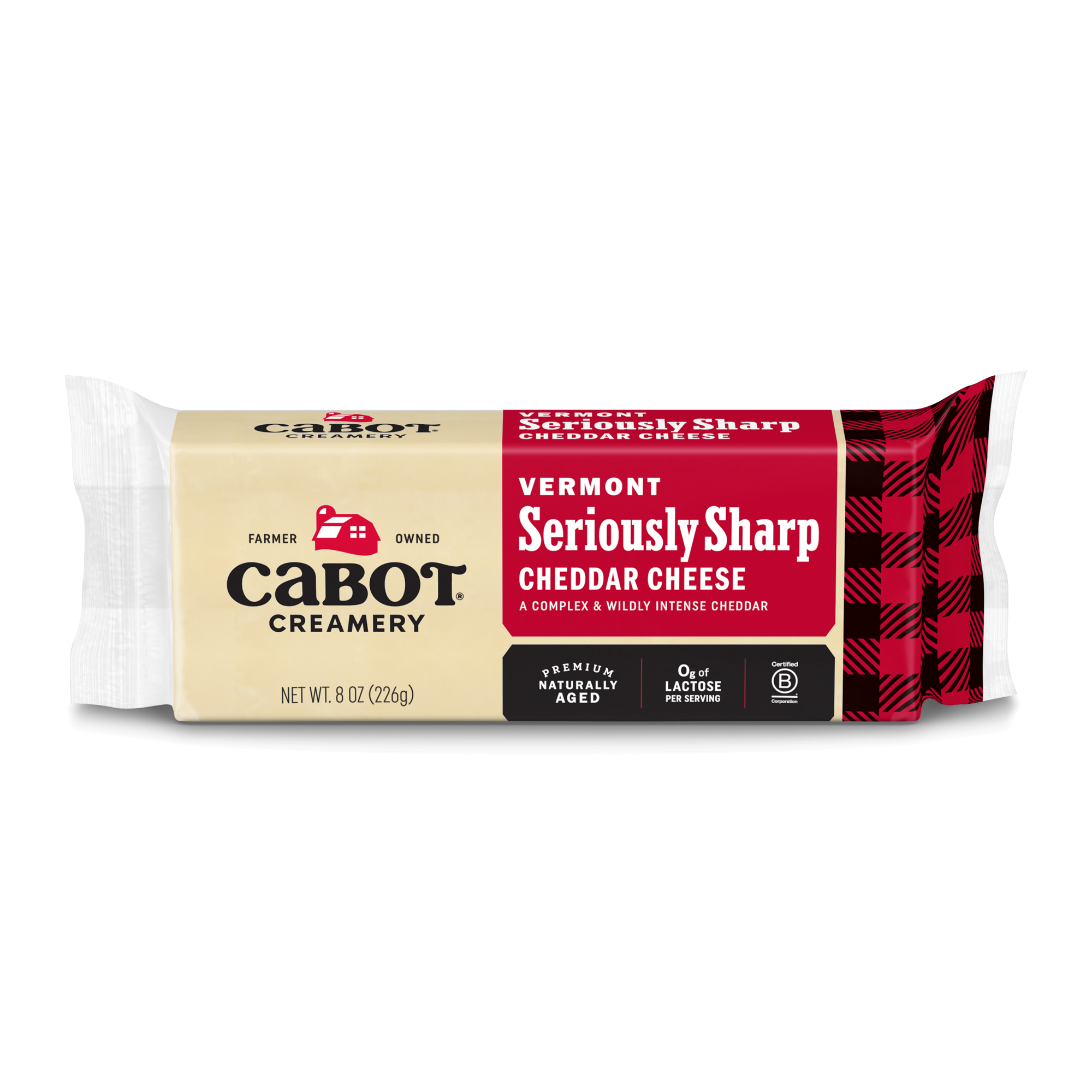 Cabot Seriously Sharp White Cheddar Cheeses Bar 8oz 12ct