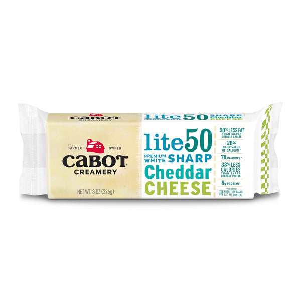 Cabot Creamery Lite 50 Sharp Cheddar Cheese Bar 8oz 12ct