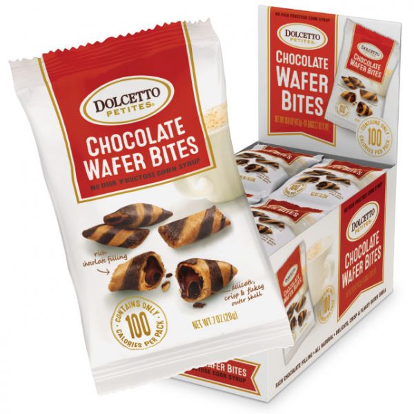Wholesale Dolcetto Chocolate Wafer Bites POP Display 0.7 oz Bag- Bulk