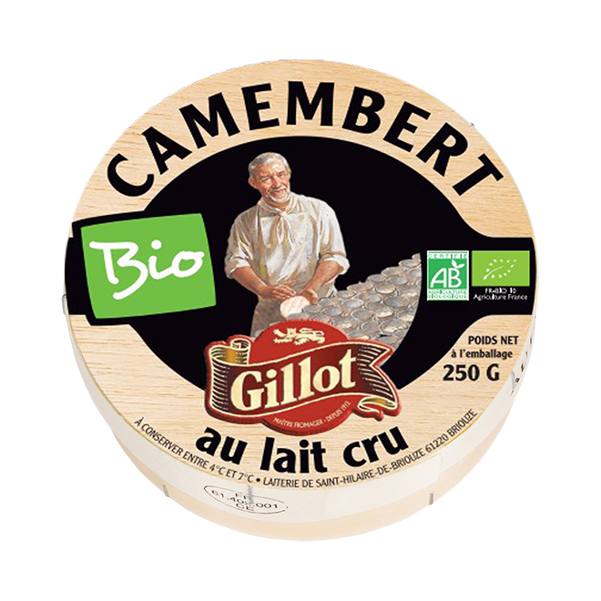 Gillot Camembert Bio Raw Milk Cheese 250g 6ct