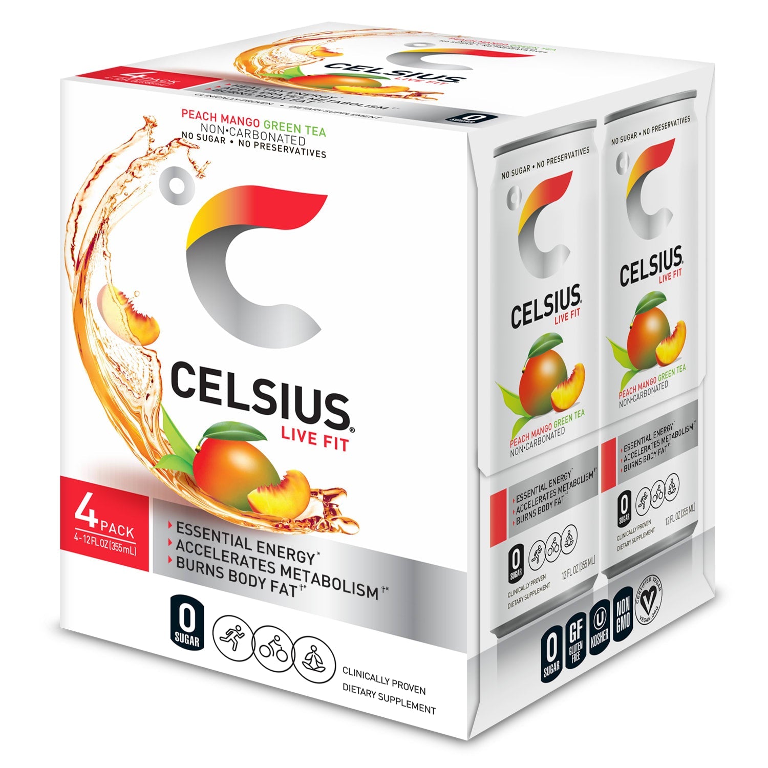 Wholesale Celsius 6/4Pk 12 Oz Non-Carb Peach Mango-24 Ct Case Bulk