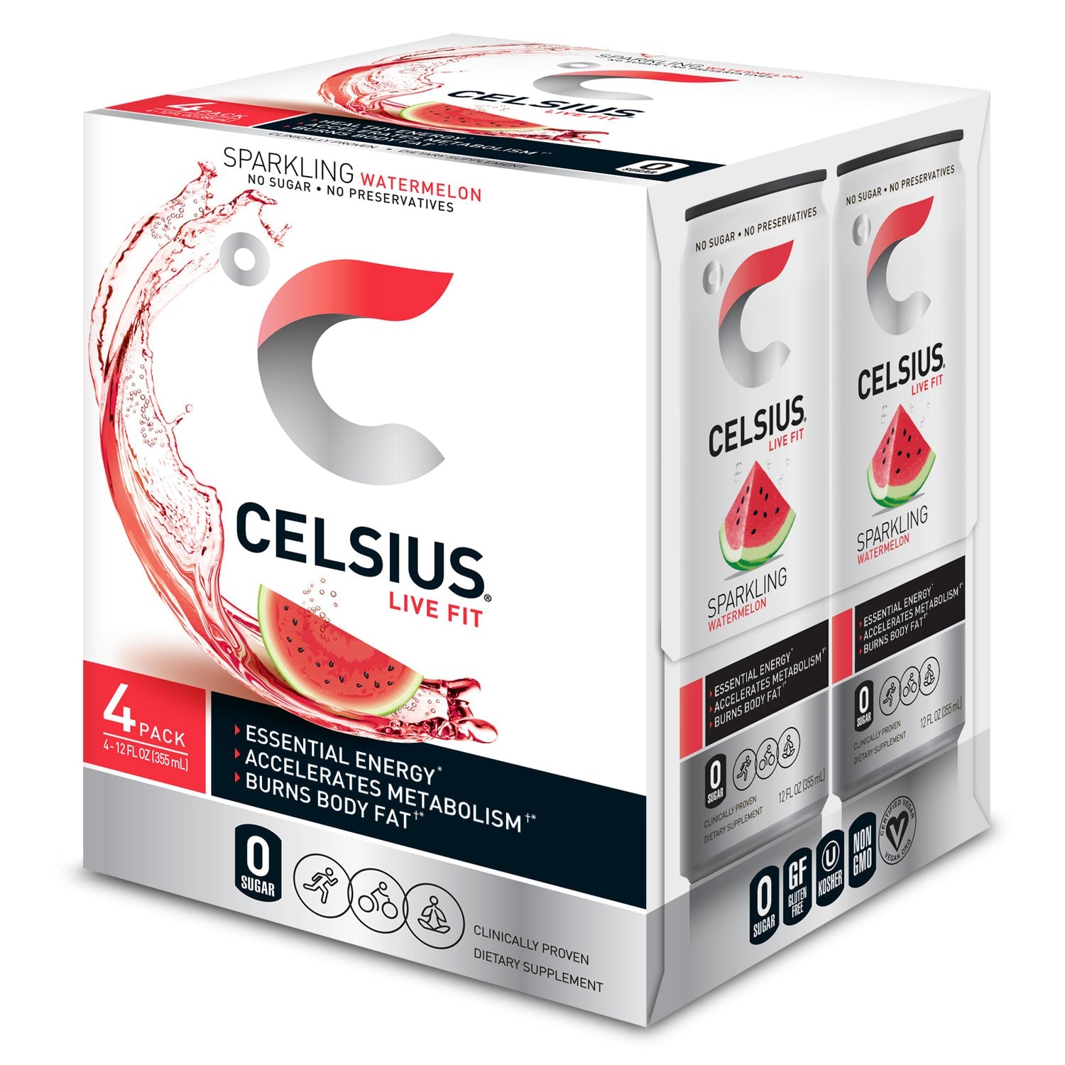 Wholesale Celsius 6/4Pk 12 Oz Sparkling Watermelon-24 Ct Case Bulk