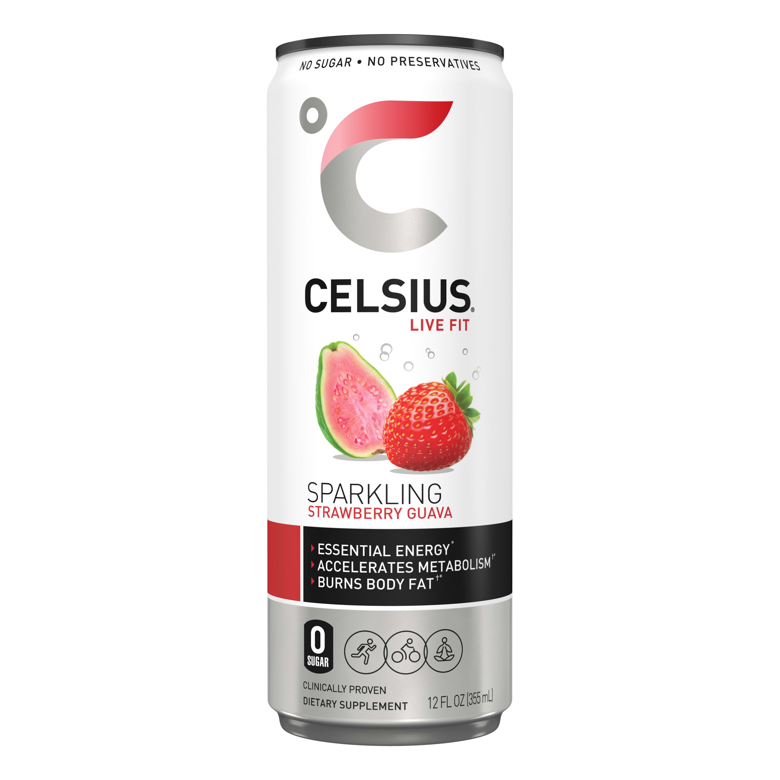 Wholesale Celsius 12/12 Oz Sparkling Straw Guava-12 Ct Case Bulk