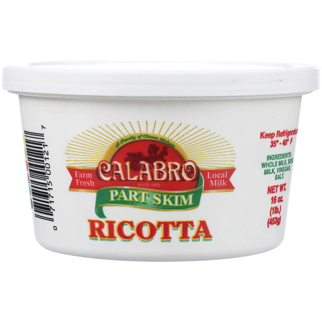 Wholesale Calabro Part Skim Ricotta Cheese 16 oz-12ct Case Bulk