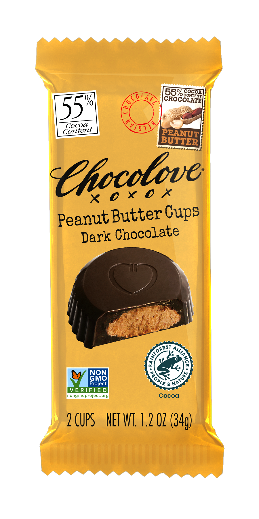 Chocolove Peanut Butter Cups Dark Chocolate 1.2 Oz Pouch