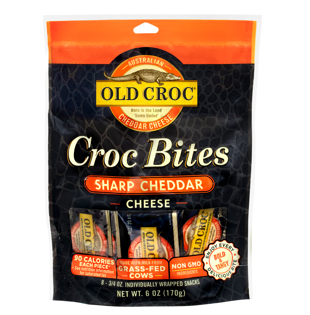 Old Croc Bites Sharp Cheddar Cheese Snack Bag 6oz 12ct