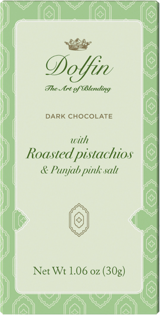 Dolfin Dark Chocolate With Roasted Pistachios & Mirror Salt 1.05 Oz.