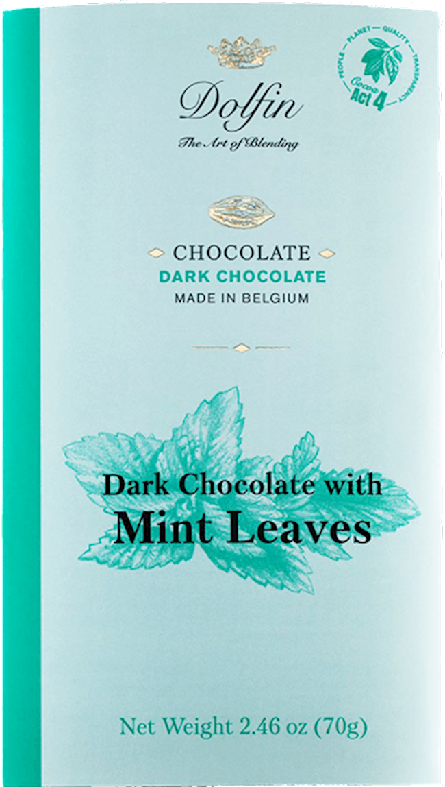 Dolfin 70 Gr Bar Dark With Mint Leaves (60% Cocoa) 2.5 Oz Ea. Case Of 15