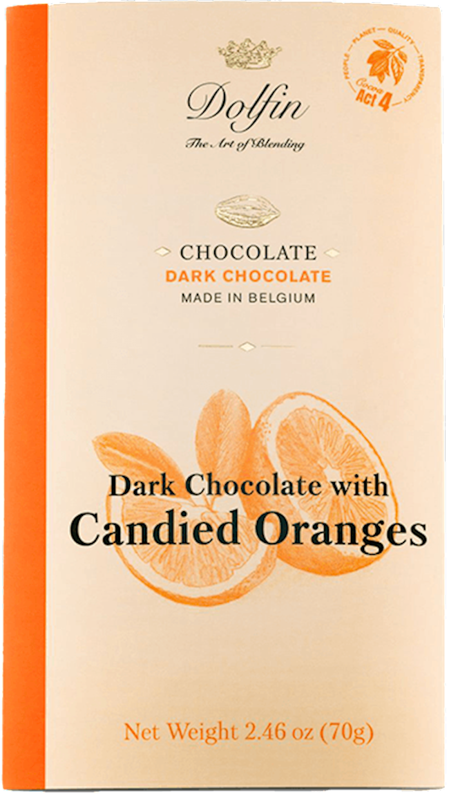 Dolfin 70 Gr Dark With Orange Peel (60% Cocoa) 2.5 Oz