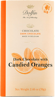 Dolfin 70 gram Dark Chocolate Bar with Orange Peel (60% Cacao) 2.5 OZ