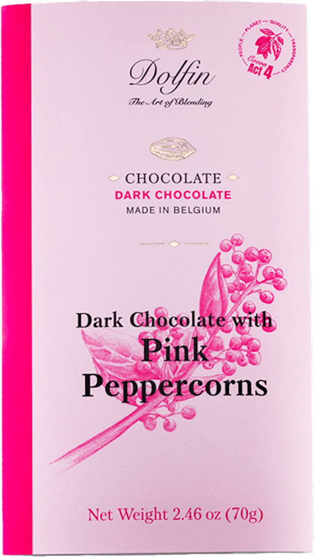 Dolfin 70 Gr Bar Dark With Pink Peppercorn (60% Cocoa) 2.5 Oz